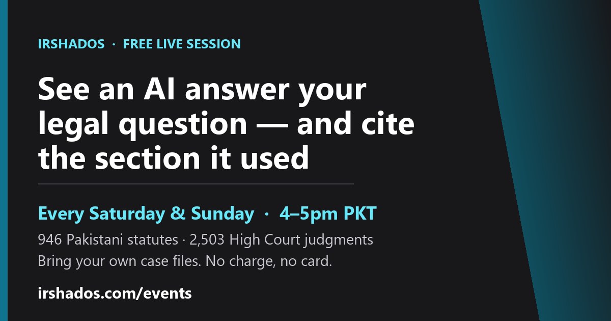 Free live session for lawyers, every Saturday and Sunday, 4 to 5pm Pakistan time