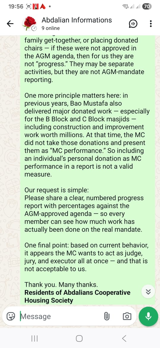 Past example: major donations and construction work happened before as well, yet they were not reported as MC “performance.” The benchmark should remain the same today.